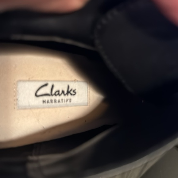 Clark’s Narrative black lace up pointed wedge high heels booties ankle boots 9.5 - Picture 9 of 10